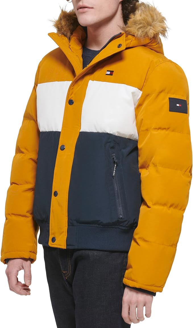 Tommy Hilfiger Men's Arctic Cloth Quilted Snorkel Bomber Jacket