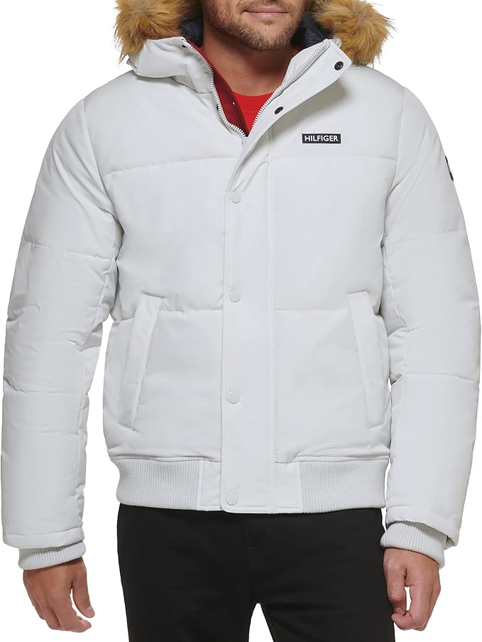 Tommy Hilfiger Men's Arctic Cloth Quilted Snorkel Bomber Jacket