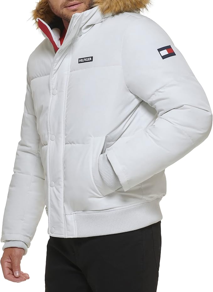 Tommy Hilfiger Men's Arctic Cloth Quilted Snorkel Bomber Jacket