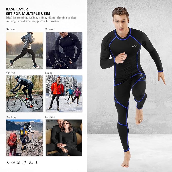 Men's Thermal Underwear Ski Underwear Winter Thermal Underwear Set Warm Soft Functional Underwear Breathable