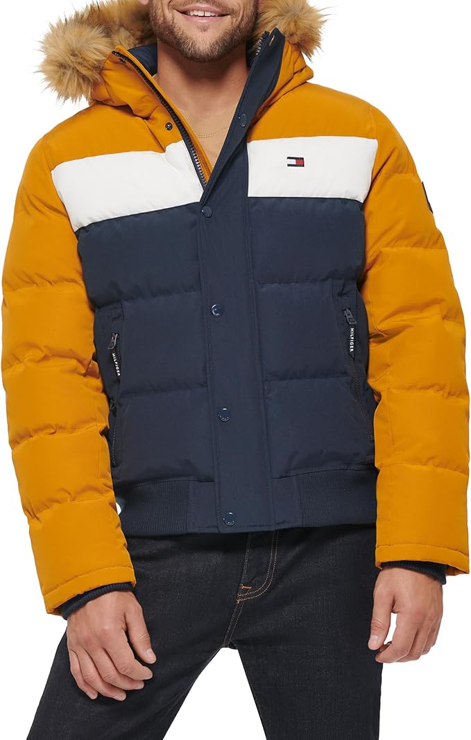 Tommy Hilfiger Men's Arctic Cloth Quilted Snorkel Bomber Jacket