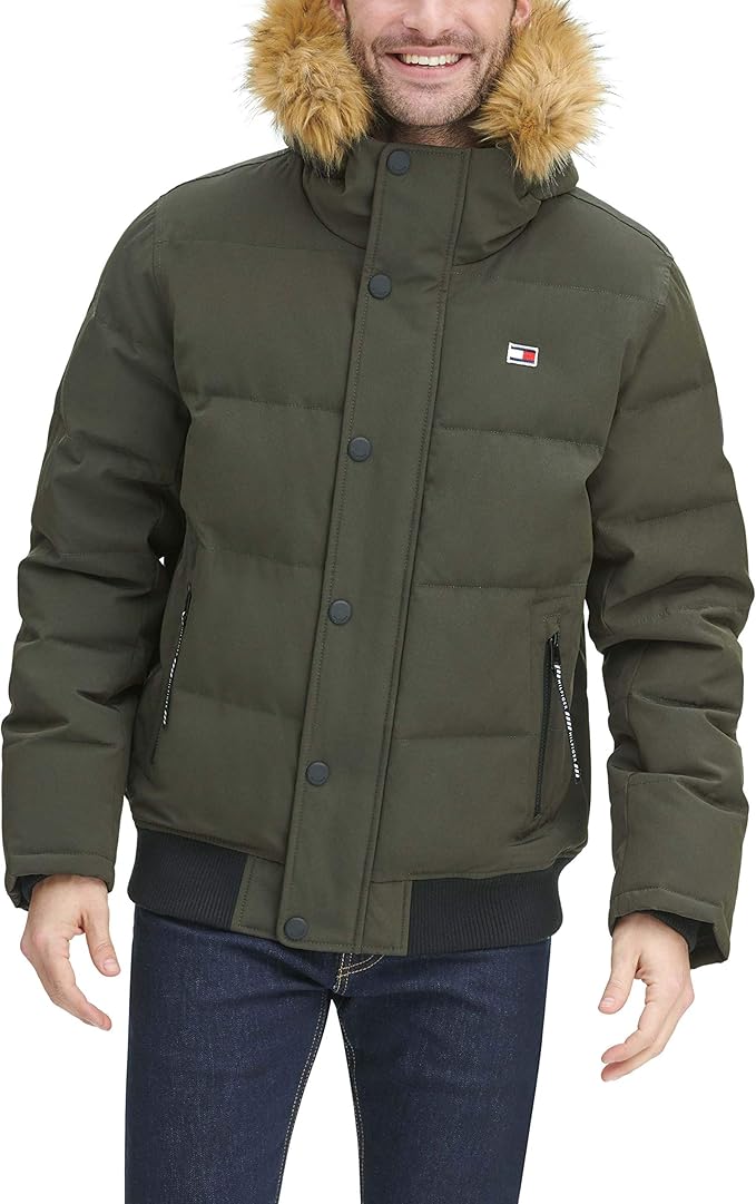 Tommy Hilfiger Men's Arctic Cloth Quilted Snorkel Bomber Jacket